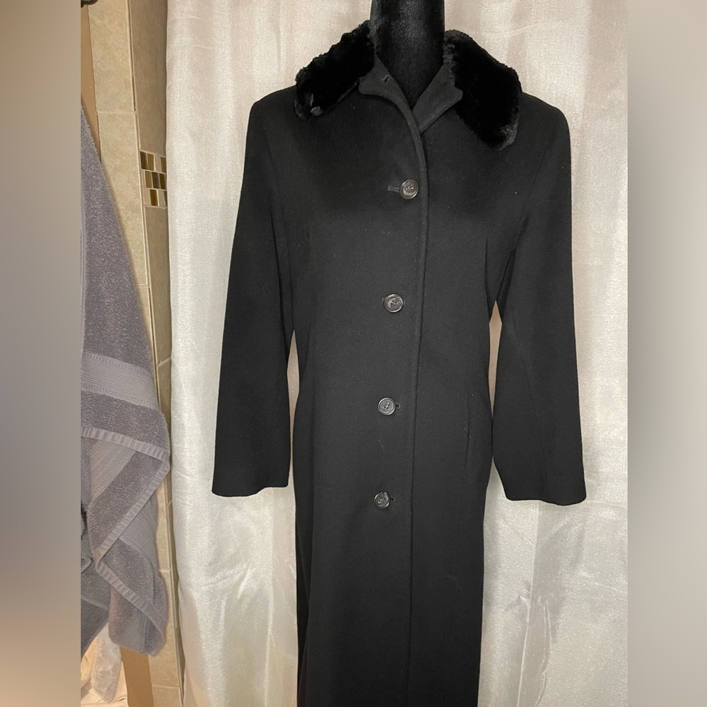 VTG Calvin Klein Made in USA, Runway 100% Merino wool fur collar Coat Size USA 6 - Picture 4 of 13